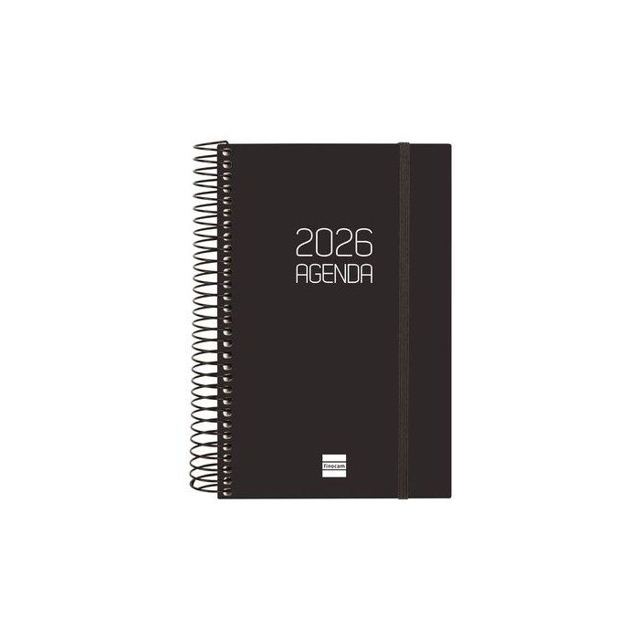 Agenda Anual (2026) Catalan Finocam Espiral Opaque Espiral Tapa Pp Con Goma E5 117X181 D/P Negre