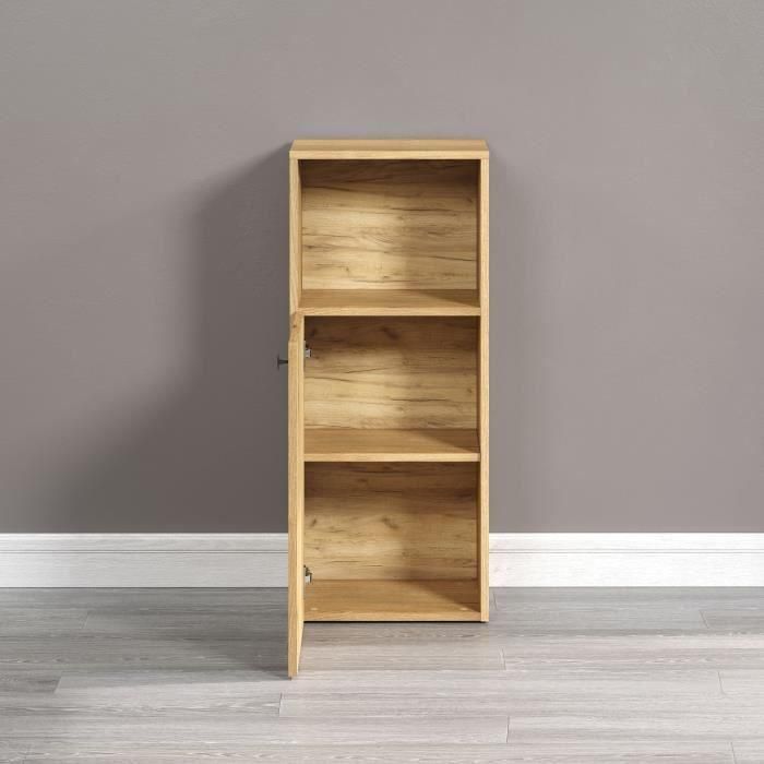 Mueble de baño - Decoración roble - L40 x H95 x D31cm - PURE BLISS 2