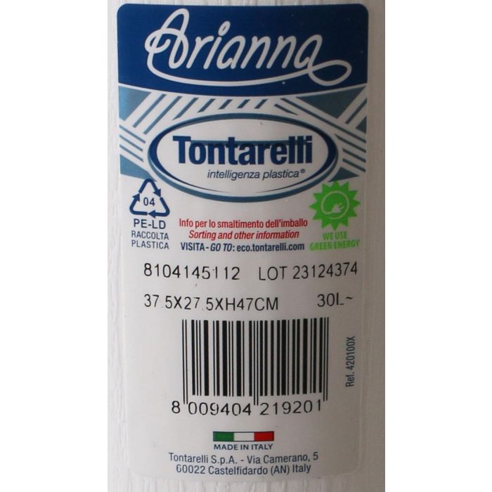 Papelera de baño Arianna 30L blanca con apertura lateral - Tontarelli (6 Unidades) 1 Papelera de baño Arianna 30L blanca con apertura lateral - Tontarelli (6 Unidades) 1