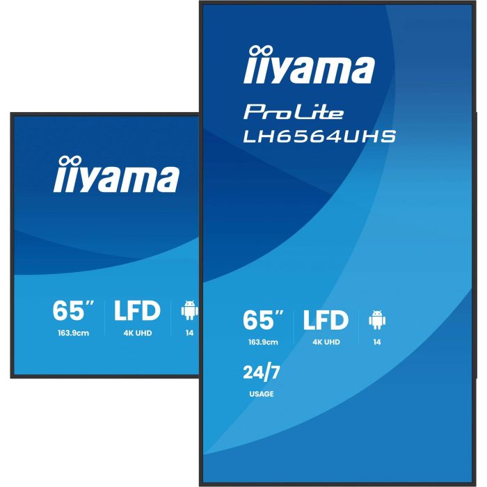 iiyama Pantalla Profesional 65" 4K UHD VA DLED 500cd/m² con Android 14, 24/7, Soporte Mural y Orientación Flexible 9