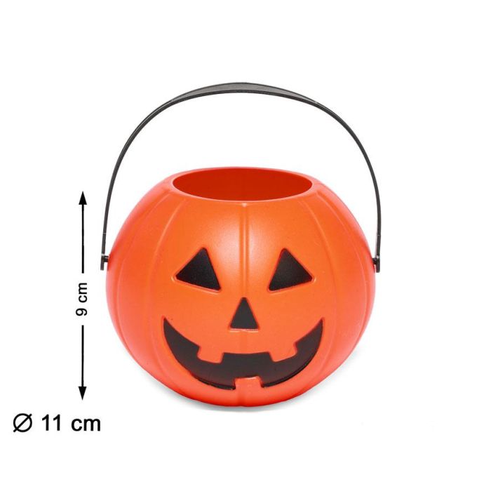 Cubo Recoge Caramelos Calabaza Naranja 11 X 8.5 cm Halloween
