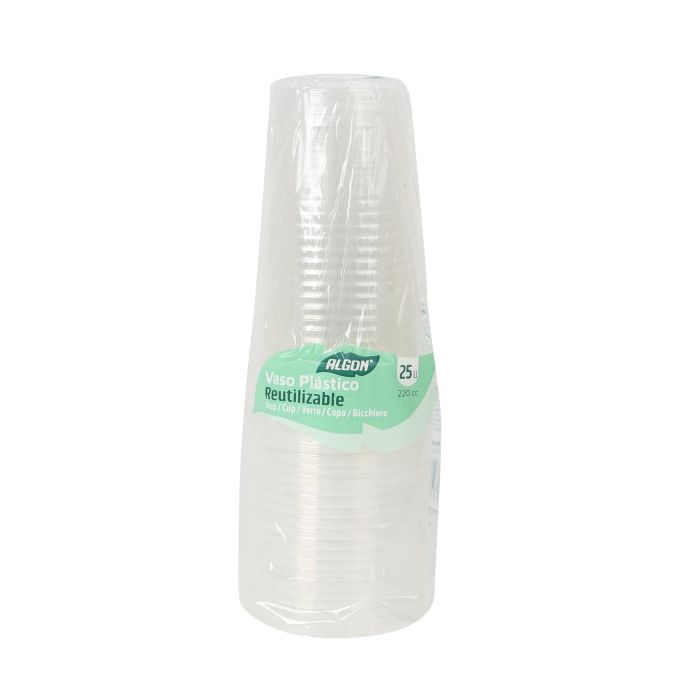 Set de 25 vasos transparentes 220 cc Algon (24 Cajas) 1 Set de 25 vasos transparentes 220 cc Algon (24 Cajas) 1