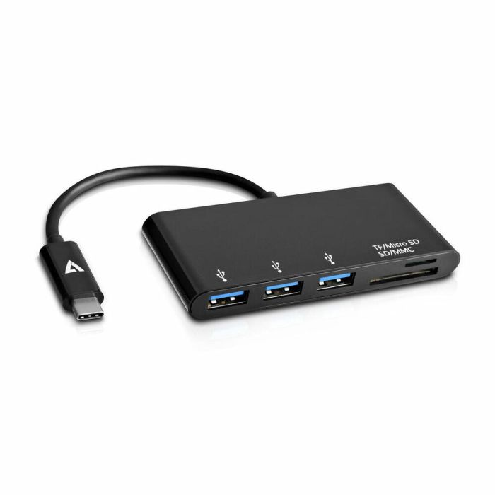 Hub USB V7 V7UC3U-HUB-BLK-1N Negro