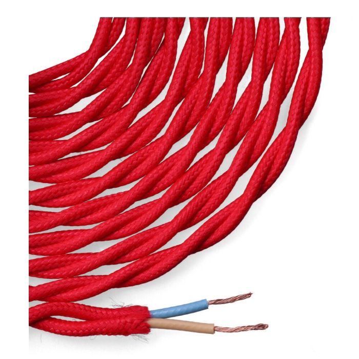 Carrete cable textil trenzado h03vv-f 2 x 0,75 mm² c-62 rojo, 5 m 1