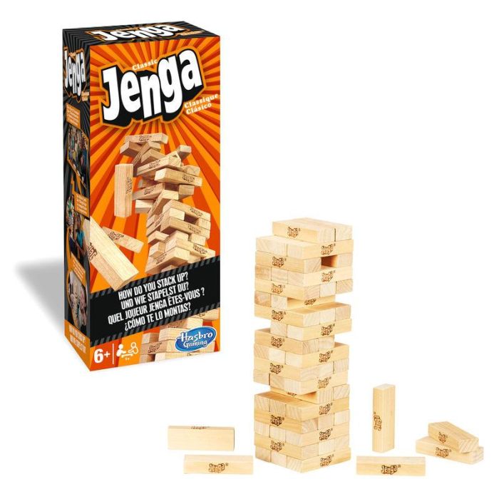 Hasbro Juego de Mesa Jenga Clásico - Torre de Bloques de Madera para Equilibrar 0 Hasbro Juego de Mesa Jenga Clásico - Torre de Bloques de Madera para Equilibrar 0