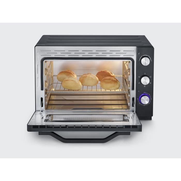 Severin a 2073 horno posible XXL con calor giratorio 60 L con piedra de pizza y giros, 2,200 W, temporizador de 120 minutos, negro/acero inoxidable 4