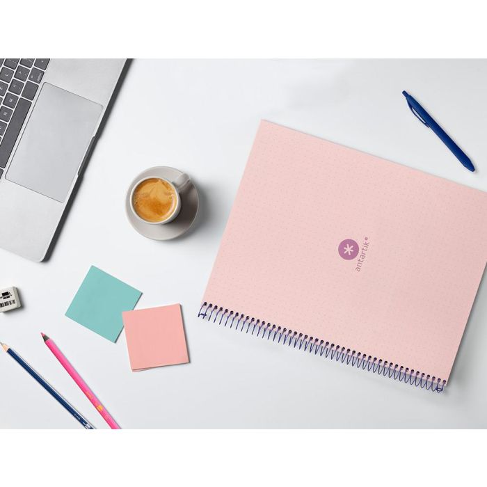 Cuaderno Espiral A4 Micro Antartik Dots Tapa Forrada 80H 90 gr Rayado Puntos 1 Banda 4 Taladros Rosa 11