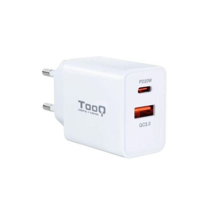 Cargador de Pared TooQ TQWC-2SC04WT/ 1xUSB Tipo-C/ 1xUSB/ 20W Cargador de Pared TooQ TQWC-2SC04WT/ 1xUSB Tipo-C/ 1xUSB/ 20W