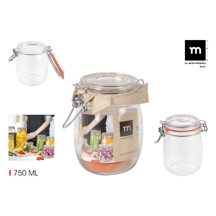 La Mediterranea Tarro Hermético de Vidrio con Cierre Clip 750 ml (12 Unidades)