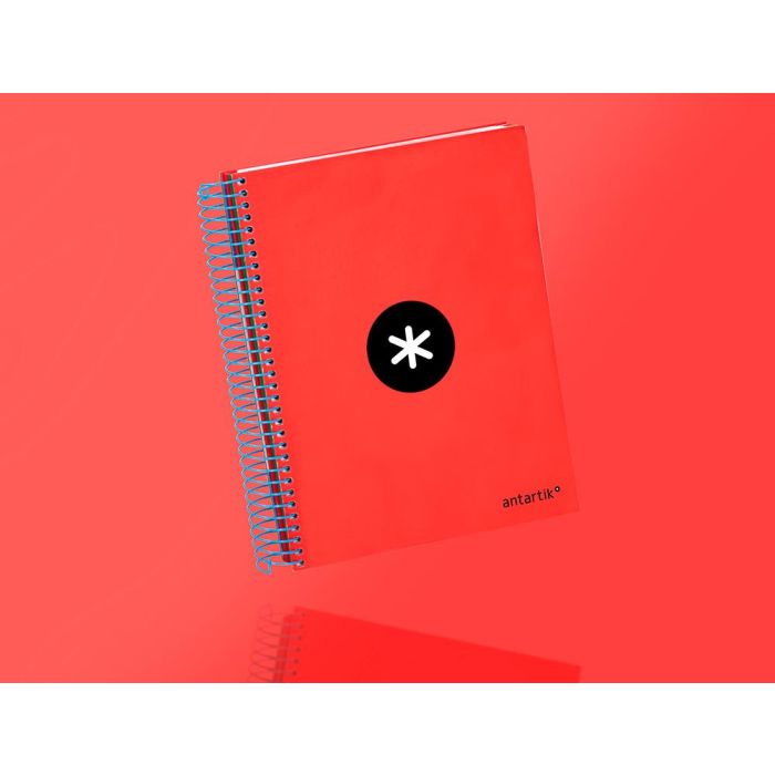 Cuaderno Espiral A5 Micro Antartik Tapa Forrada 120H 90 gr Liso Con Bandas 6 Taladros Color Rojo 8