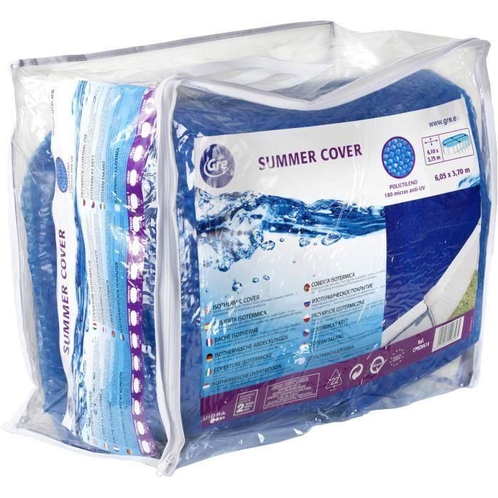 GRE Cubierta de Burbujas de Verano 180 micras 6,10x3,75m para Piscinas de Acero, Resina, Tubulares o Autoportantes | Calienta y Protege el Agua 2 GRE Cubierta de Burbujas de Verano 180 micras 6,10x3,75m para Piscinas de Acero, Resina, Tubulares o Autoportantes | Calienta y Protege el Agua 2
