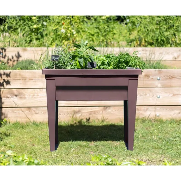 Eda Área de Vegetales City Veg & Table con Mesa, Huerto Urbano Resistente a Heladas y UV, Taupe, 73x38.5x68cm, 57L 4