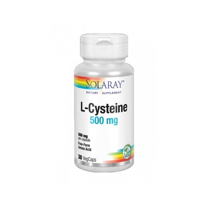SOLARAY L-Cisteína 500 mg Aminoácido Forma Libre de Fermentación Microbiológica 30 Cápsulas