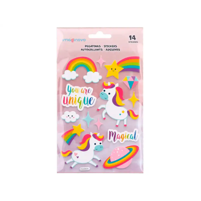 Imaginovo Pegatinas Unicornios Magic Dreams con Relieve 210x130 mm en Blister 1