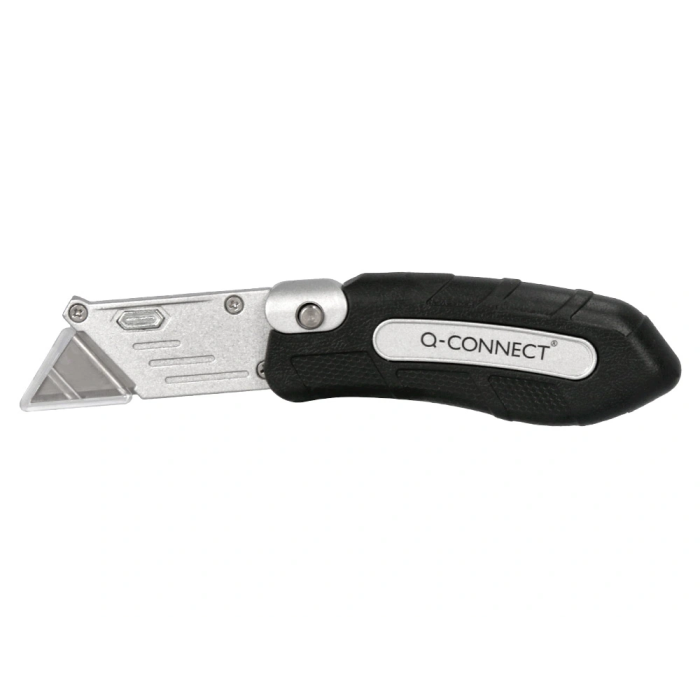 Q-connect XD-925 Cuter Metálico Ancho Plegable con Mango Antideslizante Cuchilla 19 mm Blister 1 Unidad 2