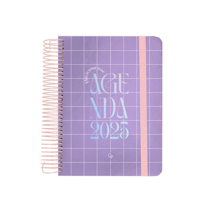 Agenda Espiral Liderpapel Kymolos A5 2025 Dia Pagina Malva Papel 70 gr 1