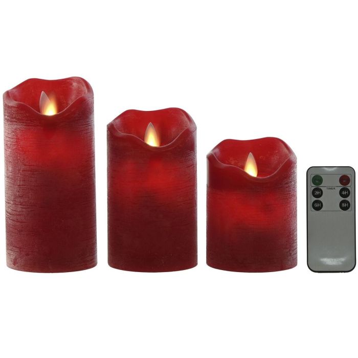 Vela Led Navidad Tradicional DKD Home Decor Rojo 8 x 17 x 26.5 cm Set de 3