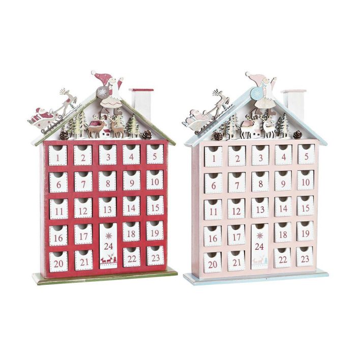 Calendario Adviento Navidad Fantasia DKD Home Decor Rojo Blanco 7 x 40 x 27 cm (2 Unidades) Calendario Adviento Navidad Fantasia DKD Home Decor Rojo Blanco 7 x 40 x 27 cm (2 Unidades)