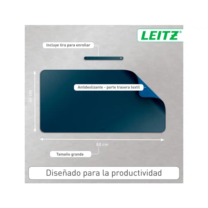 Leitz Alfombrilla de Escritorio Grande 80x40 cm Azul Oscuro, Protectora Impermeable para Teclado y Ratón 4