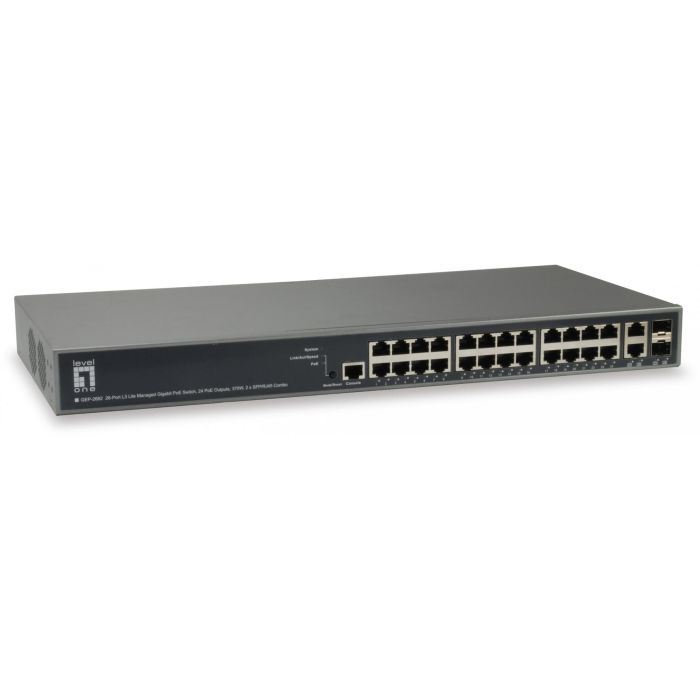 Switch 26x GE GEP-2682 2xGSFP 19" 370W 24xPoE 0 Switch 26x GE GEP-2682 2xGSFP 19" 370W 24xPoE 0