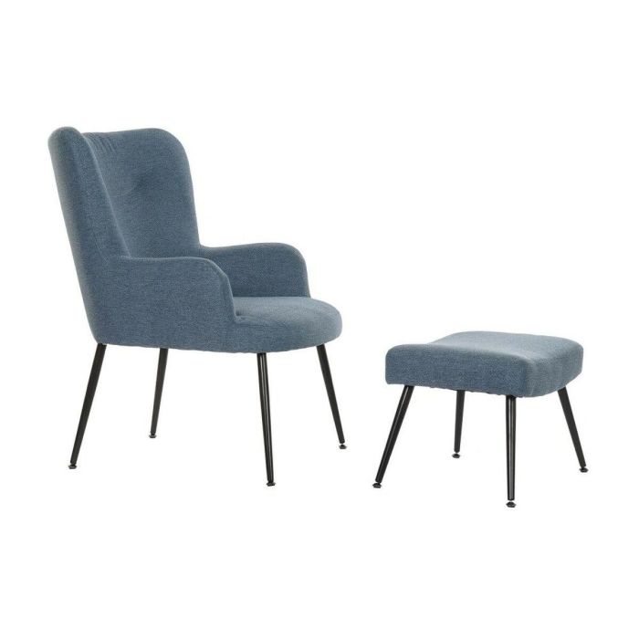 Sillon Moderno DKD Home Decor Azul Negro 60 x 84 x 70 cm Set de 2