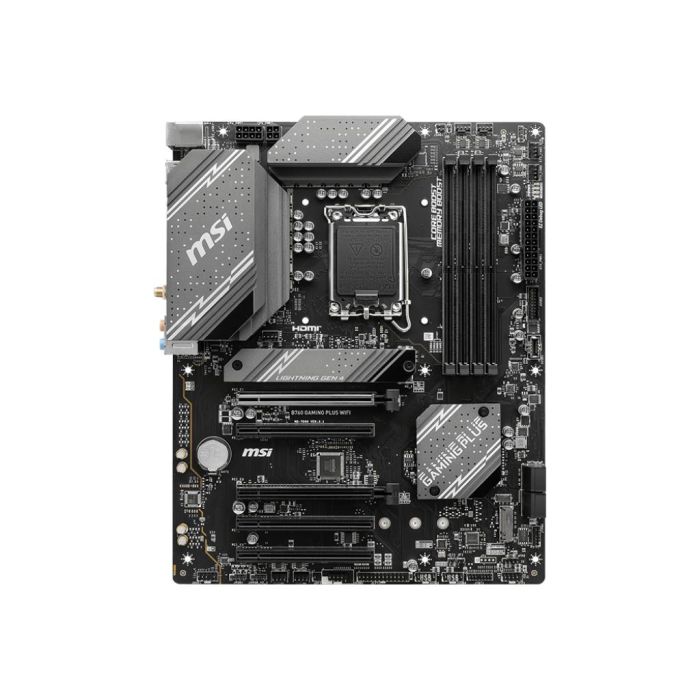 MSI PRO B760 Gaming Plus WiFi LGA 1700 DDR5 - Placa Base Intel ATX para Celeron/Pentium Gold, M.2, SATA, USB 3.2, HDMI, DisplayPort 1