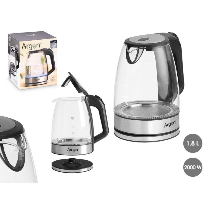 Hervidor Agua Cristal Acero Inox 2000W 1,8L Argon 23x24x16cm (6 Unidades) 0 Hervidor Agua Cristal Acero Inox 2000W 1,8L Argon 23x24x16cm (6 Unidades) 0