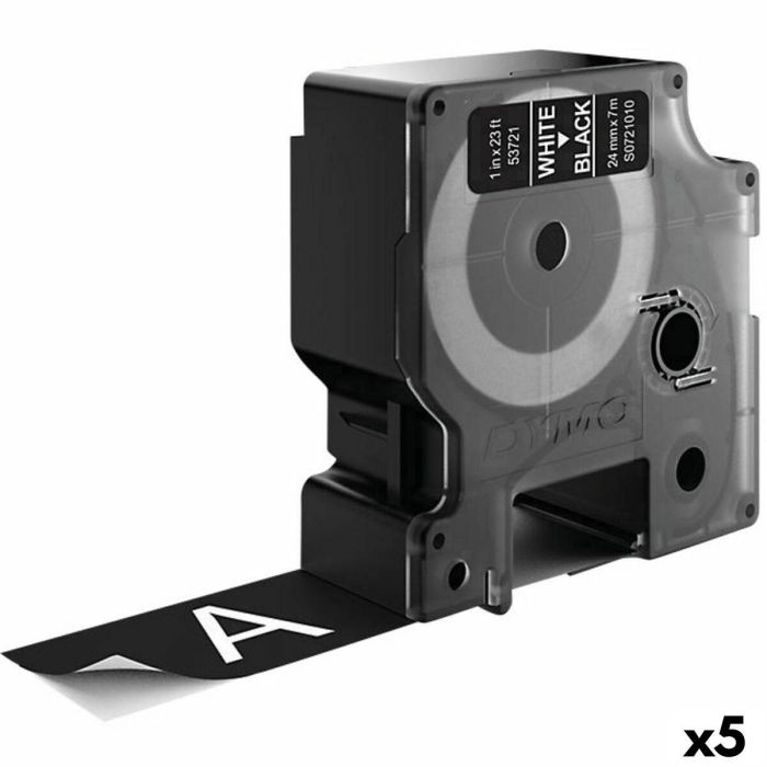 Cinta Laminada para Rotuladoras Dymo D1 53721 24 mm LabelManager™ Blanco Negro (5 Unidades) Cinta Laminada para Rotuladoras Dymo D1 53721 24 mm LabelManager™ Blanco Negro (5 Unidades)