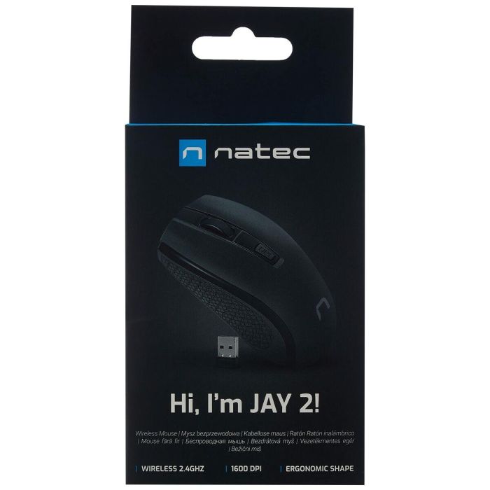 NATEC Jay 2 Ratón Óptico Inalámbrico RF Ambidextro para Oficina 1600 DPI Negro con 4 Botones 1 NATEC Jay 2 Ratón Óptico Inalámbrico RF Ambidextro para Oficina 1600 DPI Negro con 4 Botones 1