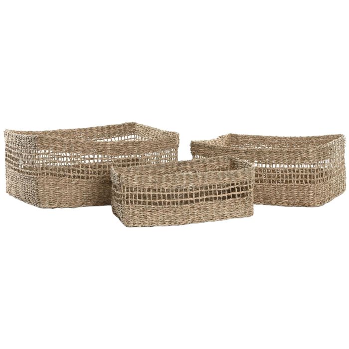 Cesta Tropical DKD Home Decor Natural 30 x 19 x 45 cm Set de 3 (2 Unidades) 3 Cesta Tropical DKD Home Decor Natural 30 x 19 x 45 cm Set de 3 (2 Unidades) 3