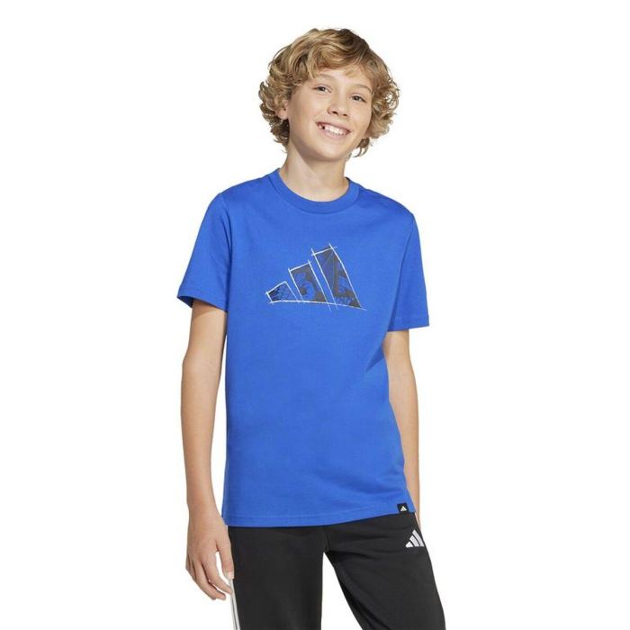 Camiseta de Manga Corta Infantil Adidas JI6670 Azul 5 Camiseta de Manga Corta Infantil Adidas JI6670 Azul 5