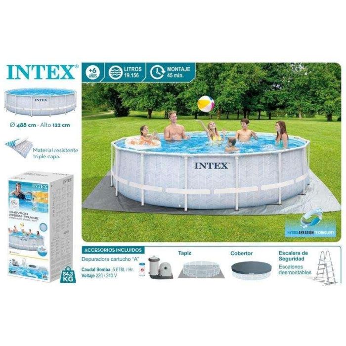 Piscina chevron prism frame premium d488x122cm c/fil 4 Piscina chevron prism frame premium d488x122cm c/fil 4