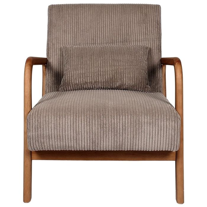 Home Deco Factory Butaca Scott Taupé Colección Cocooning Tapizado Acanalado Poliéster Piel Sintética 64.5x83.5x75 cm 3