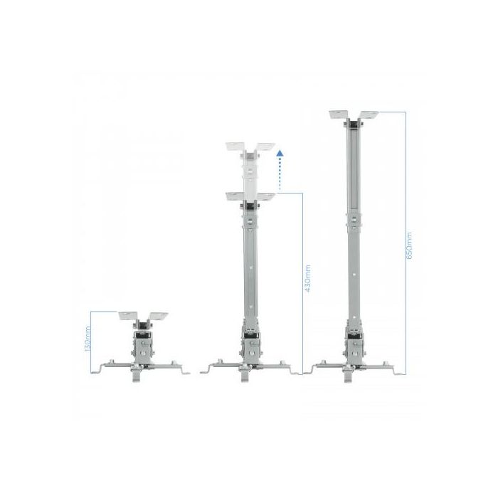 TooQ PJ2012T-S Soporte para Proyector de Techo Inclinable +/- 15°, 20kg, Ajustable 13-65cm, Plata 1