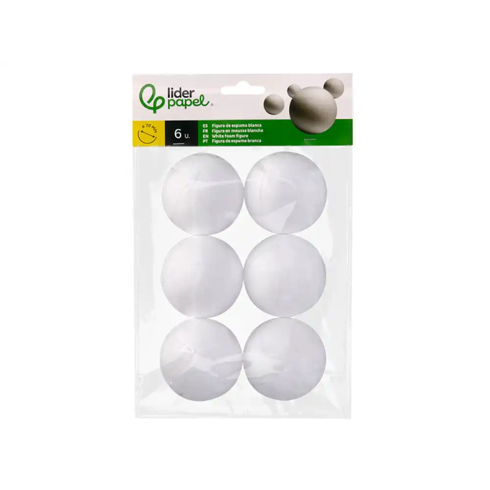 Liderpapel Bolas de Espuma Blanca para Manualidades, 7 cm, Bolsa 6 Unidades 1