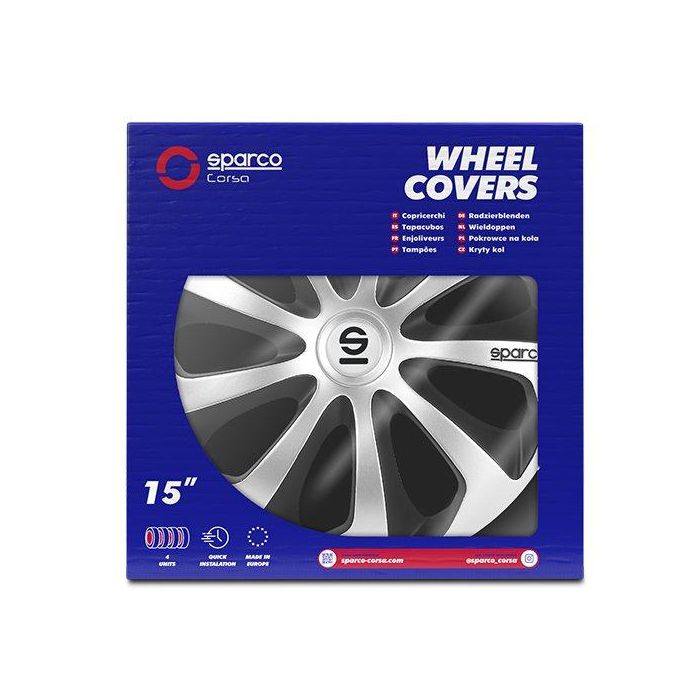 Sparco Tapacubos Sicilia Bicolor 15" Plata-Negro CS5 SPC1573SVBK 4 Unidades 4 Sparco Tapacubos Sicilia Bicolor 15" Plata-Negro CS5 SPC1573SVBK 4 Unidades 4