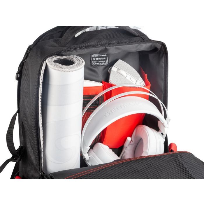 GENESIS Pallad 410 Mochila para Portátil 15.6" Universal, Impermeable, Poliéster 1680D, Senderismo Urbano Negro 9