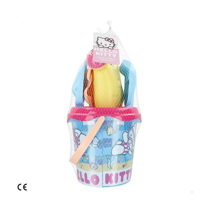 Hello Kitty Set Cubo de Playa 18 cm con Pala, Rastrillo, Regadera y Molde en Red