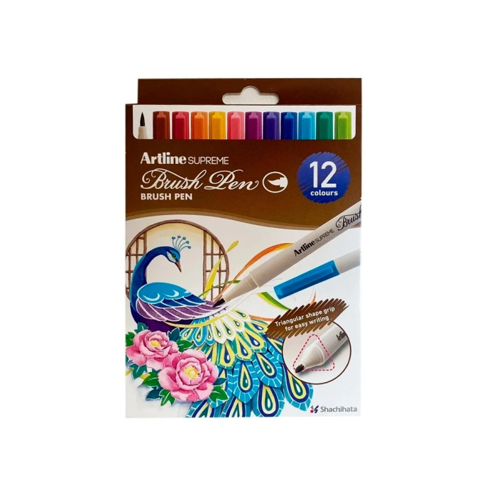Artline Rotulador Supreme Brush Punta Pincel Base Agua Bolsa 12 Unidades Colores Surtidos 2