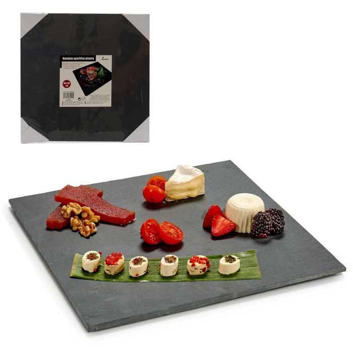 Kinvara Pizarra Cuadrada Negra para Servir Aperitivos 30x30 cm (12 Unidades) 1