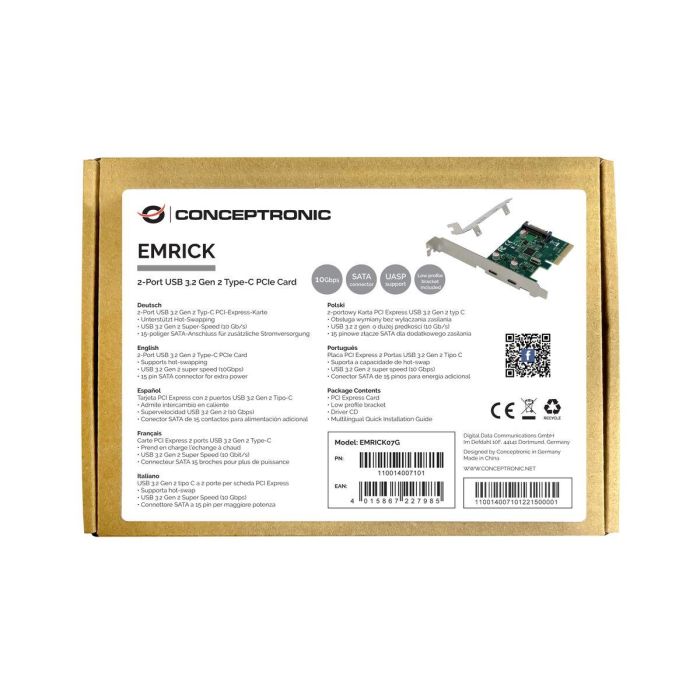 CONCEPTRONIC CONTROLADORA PCI EXPRESS X4 2 PUERTOS USB 3.2 GEN2 (2XUSB-C) 1 CONCEPTRONIC CONTROLADORA PCI EXPRESS X4 2 PUERTOS USB 3.2 GEN2 (2XUSB-C) 1