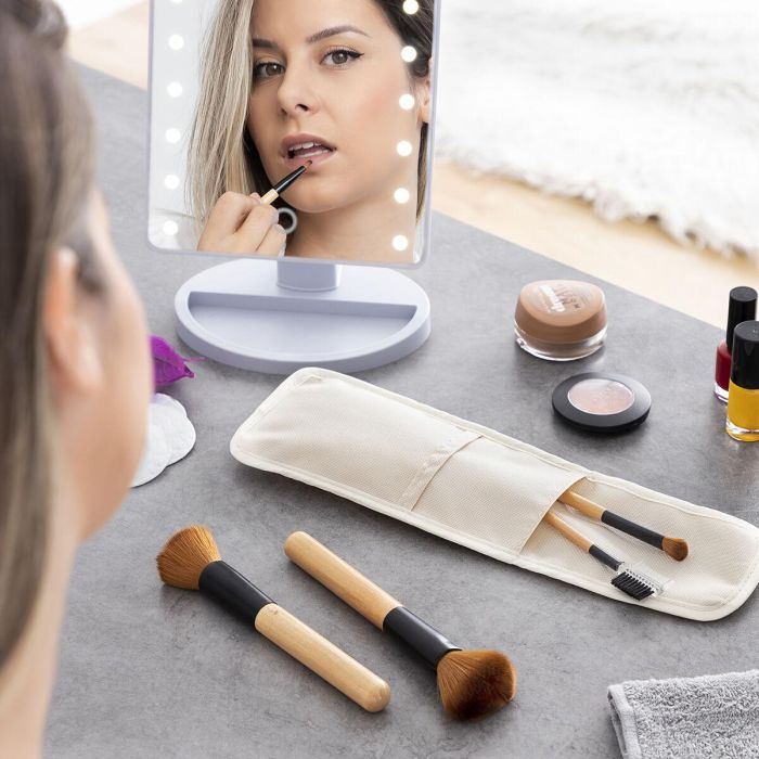 Set de Brochas de Maquillaje de Madera con Funda de Transporte Miset InnovaGoods 5 Unidades Set de Brochas de Maquillaje de Madera con Funda de Transporte Miset InnovaGoods 5 Unidades