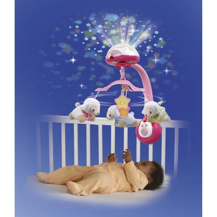 Vtech Baby Lumi Mobile Contador de ovejas rosa - Móvil, Proyector y Luz Nocturna 3 en 1 con Control Remoto y Sensor de Sonido para Bebés de 0-36 Meses