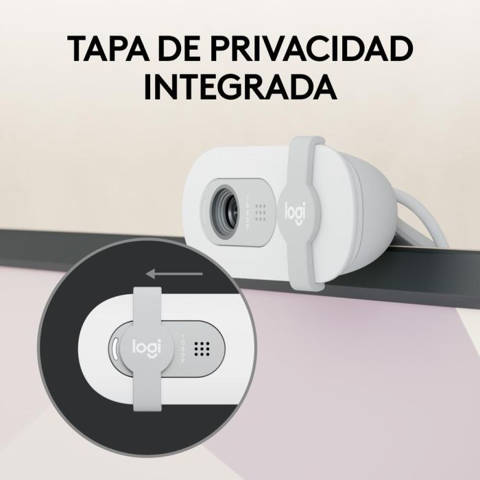 Logitech Webcam Brio 100 Blanco Full HD 1080p USB Plug and Play con Tapa de Privacidad Integrada 4