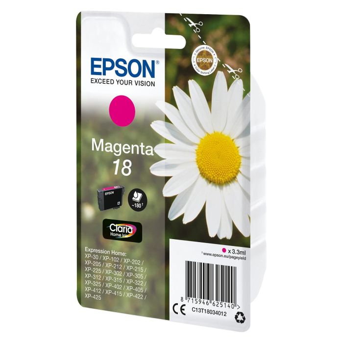 Epson Expression Home XP-102/205/305/405 Cartucho Magenta nº18 Epson Expression Home XP-102/205/305/405 Cartucho Magenta nº18