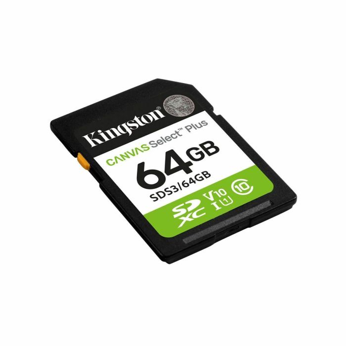 Kingston SDS3/64GB Tarjeta de Memoria Canvas Select Plus 64GB SDXC Clase 10 UHS-I U1 V10 100MB/s Lectura para Cámara Full HD 4
