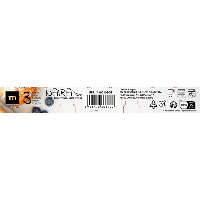 La Mediterranea Set 3 Tazas Cafe 90 cc "Naira" (24 Cajas) 4