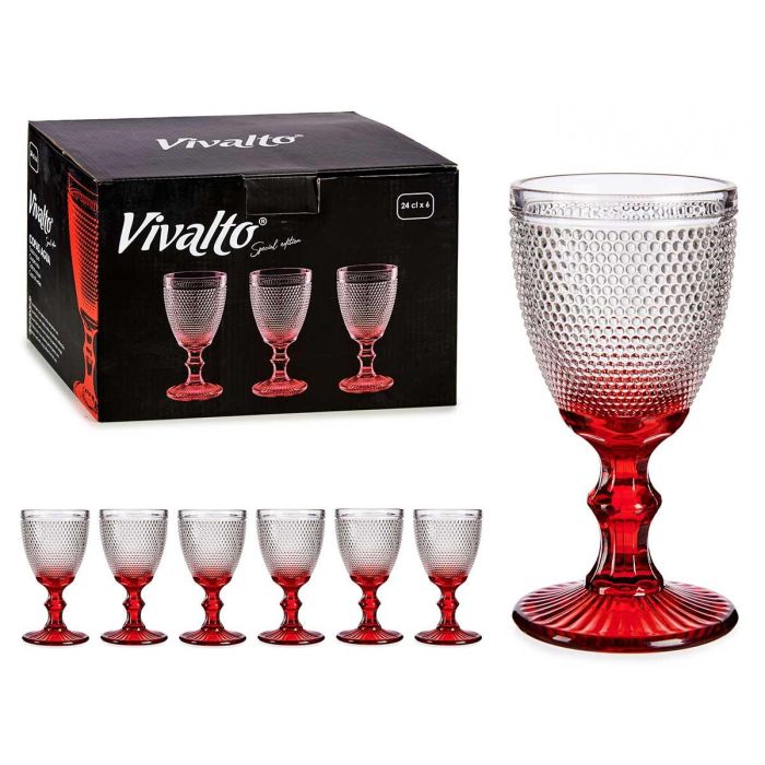 Copa Agua Vidrio Dec Puntos Pie Rojo 240Ml Vivalto 8X15CM (36 Unidades) Copa Agua Vidrio Dec Puntos Pie Rojo 240Ml Vivalto 8X15CM (36 Unidades)