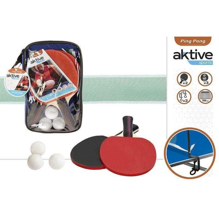Palas ping pong 2 palas con 3 petolas y red 155 cm en bolsa aktive sports 3 Palas ping pong 2 palas con 3 petolas y red 155 cm en bolsa aktive sports 3