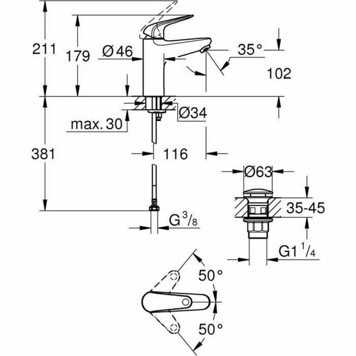 Grohe 24326001 Mezclador Monomando de Lavabo Swift, Cromo, Talla M, Ahorro de Agua, Desagüe Click-Clack 1 Grohe 24326001 Mezclador Monomando de Lavabo Swift, Cromo, Talla M, Ahorro de Agua, Desagüe Click-Clack 1